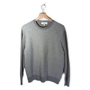 𝅺turnbury Gray Checkered Crew Neck Long Sleeve Wool Sweater Size L